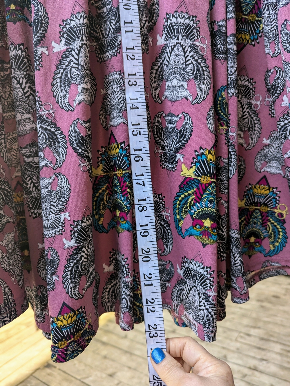 Pink Owl Printed OOAK Boutique A-Line Skirt Small - Picture 3 of 4